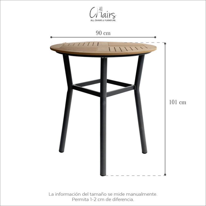 Mesa Periquera Grecia Redonda Gris Obscuro