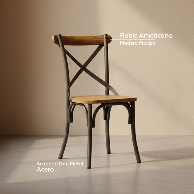 Set de 6 Sillas Crossback Gun Metal