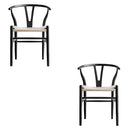 Set de 2 Sillas Wishbone Negra con Beige Réplica