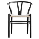 Set de 2 Sillas Wishbone Negra con Beige Réplica