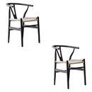 Set de 2 Sillas Wishbone Negra con Beige Réplica