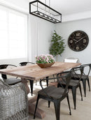Silla Industry Con Braceras y Asiento de Madera Gun Metal