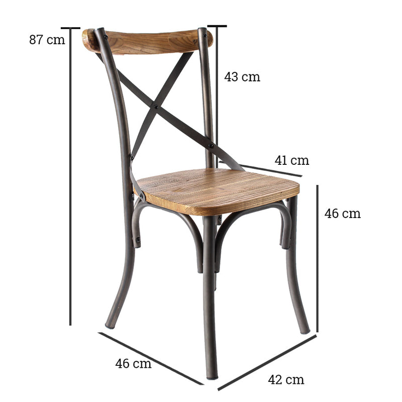 Set de 6 Sillas Crossback Gun Metal