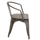 Silla Industry Con Braceras y Asiento de Madera Gun Metal