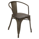 Silla Industry Con Braceras y Asiento de Madera Gun Metal
