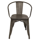 Silla Industry Con Braceras y Asiento de Madera Gun Metal
