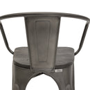 Silla Industry Con Braceras y Asiento de Madera Gun Metal