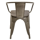 Silla Industry Con Braceras y Asiento de Madera Gun Metal