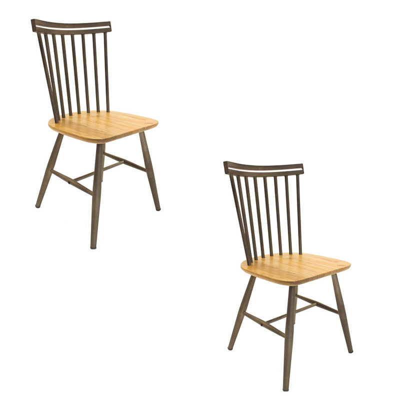 Set De 2 Sillas Windsor Cuadrada Gun Metal
