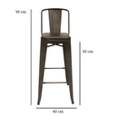 Banco Industry Tipo Tolix Gun Metal con Respaldo Altura 65cm