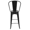 Set de 6 Bancos Industry Tipo Tolix Negro Respaldo de 40 cm