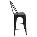 Set de 6 Bancos Industry Tipo Tolix Negro Respaldo de 40 cm