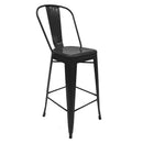 Set de 6 Bancos Industry Tipo Tolix Negro Respaldo de 40 cm