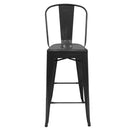 Set de 6 Bancos Industry Tipo Tolix Negro Respaldo de 40 cm