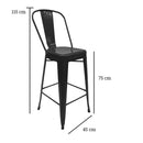 Set de 6 Bancos Industry Tipo Tolix Negro Respaldo de 40 cm