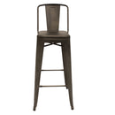 Banco Industry Tipo Tolix Gun Metal con Respaldo Altura 65cm