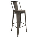 Banco Industry Tipo Tolix Gun Metal con Respaldo Altura 65cm