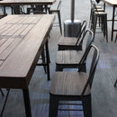 Banco Industry Tipo Tolix Con Respaldo y Asiento De Madera Gun Metal 65cm