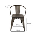 Silla Industry Con Braceras y Asiento de Madera Gun Metal
