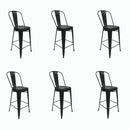 Set de 6 Bancos Industry Tipo Tolix Negro Respaldo de 40 cm